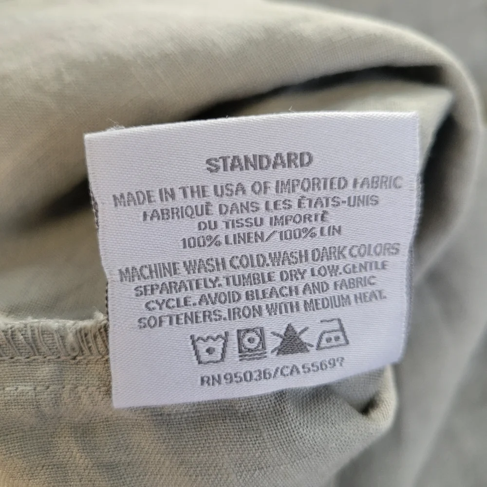 NEW Restoration Hardware Stonewashed Linen Standard Pillowcase Gray Fog